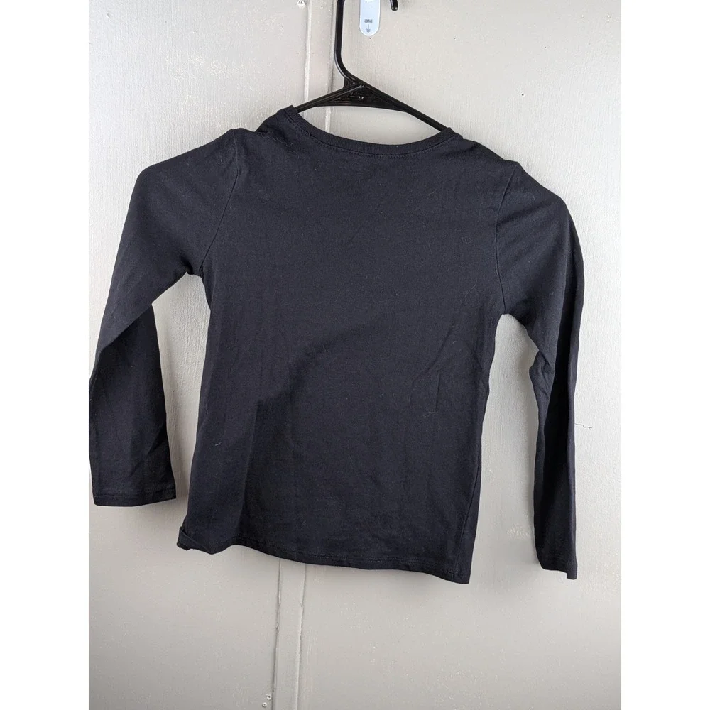 The Childrens Place Girls Black Princess Crown Gold Foil Long Sleeve Shirt S 5/6